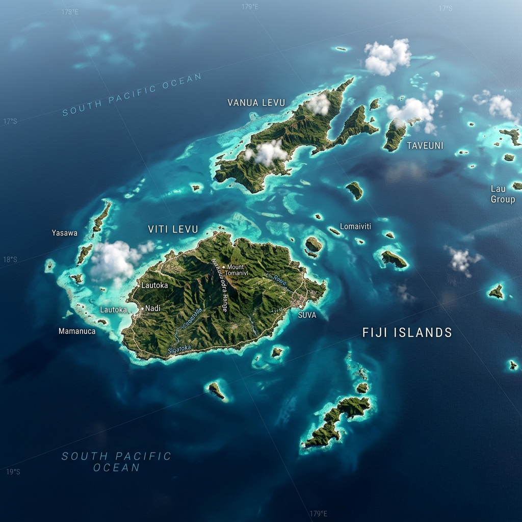 Fiji Islands in the South Pacific from the Air