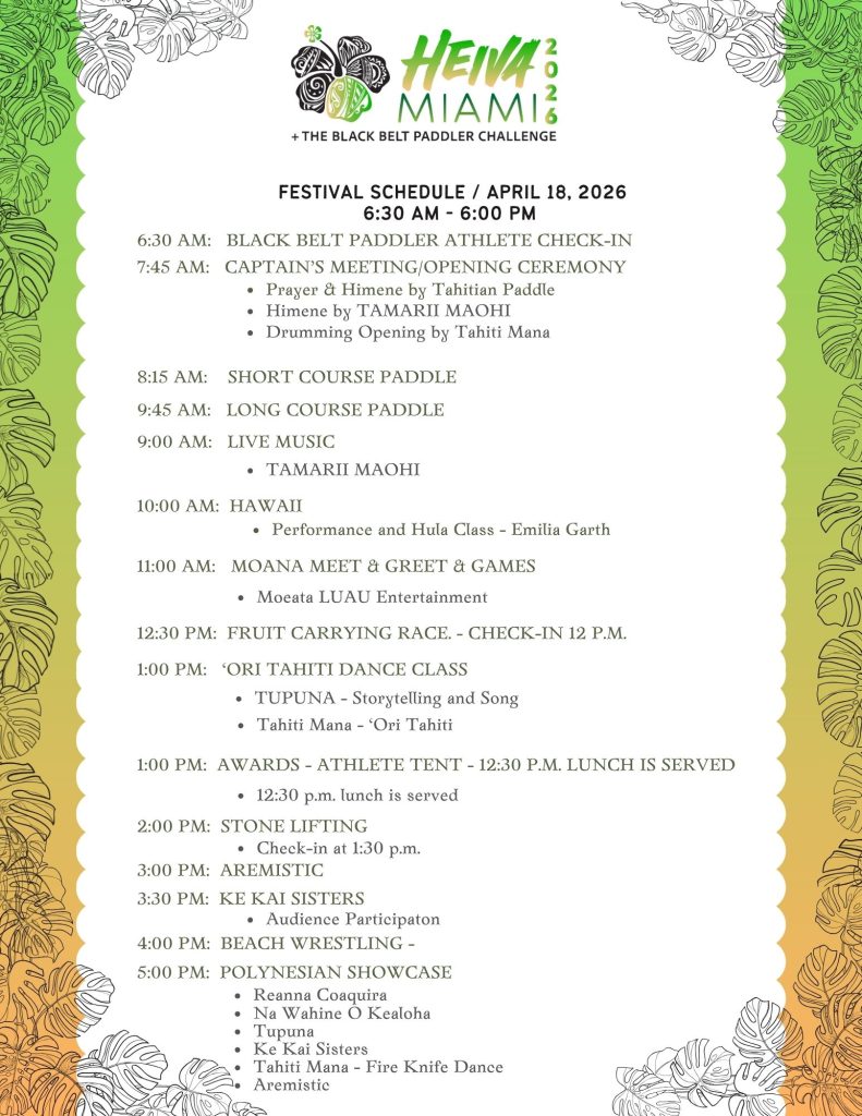 Heiva Miami Saturday Schedule