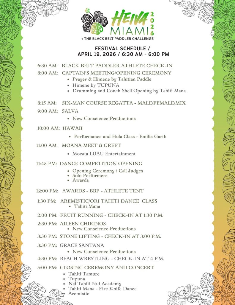 Heiva Miami Sunday Schedule